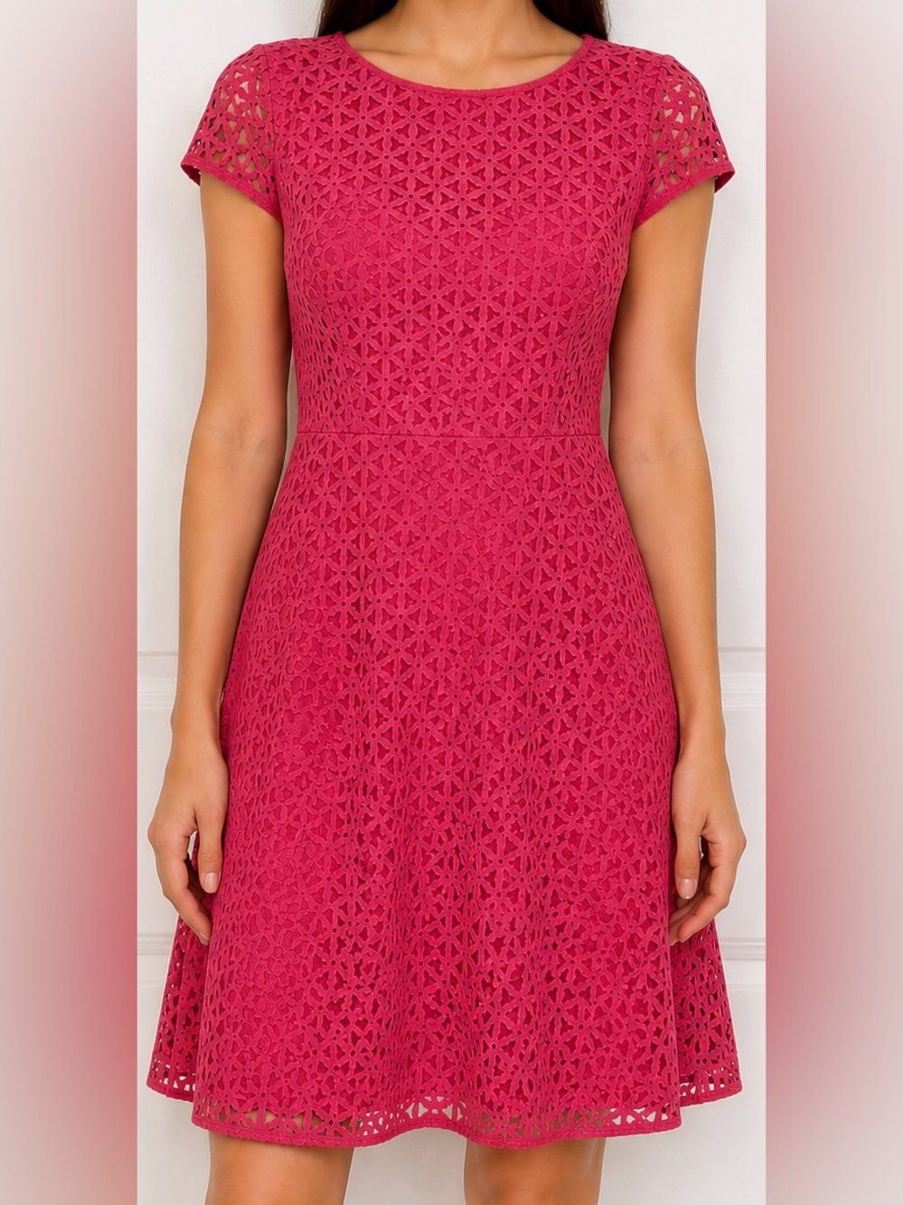 J.Crew Raspberry Pink Laser Cut Dress